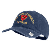 3rd Marine Division Retired Embroidered Washed Solid Pigment Dyed Cotton Twill Brass Buckle Cap - Navy OSFM