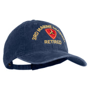 3rd Marine Division Retired Embroidered Washed Solid Pigment Dyed Cotton Twill Brass Buckle Cap - Navy OSFM