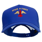 US Rocket Space Forces Five Panels Pro Style Trucker Mesh Cap - Royal OSFM