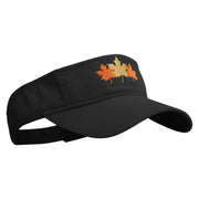 Autumn Leaves Embroidered Pro Style Cotton Twill Washed Visor - Black OSFM