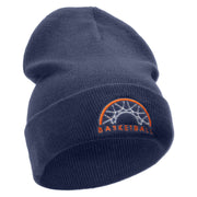 Basketball Basket Logo Embroidered 12 Inch Long Knitted Beanie - Navy OSFM