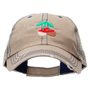 Chocolate Covered Cherry Embroidered Low Profile Special Cotton Mesh Cap - Khaki OSFM