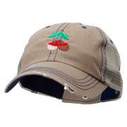 Chocolate Covered Cherry Embroidered Low Profile Special Cotton Mesh Cap - Khaki OSFM