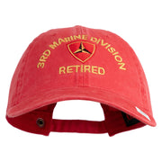3rd Marine Division Retired Embroidered Washed Solid Pigment Dyed Cotton Twill Brass Buckle Cap - Red OSFM