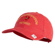 3rd Marine Division Retired Embroidered Washed Solid Pigment Dyed Cotton Twill Brass Buckle Cap - Red OSFM