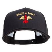 US Rocket Space Forces Five Panels Pro Style Trucker Mesh Cap - Black OSFM