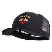 US Rocket Space Forces Five Panels Pro Style Trucker Mesh Cap - Black OSFM