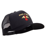 US Rocket Space Forces Five Panels Pro Style Trucker Mesh Cap - Black OSFM