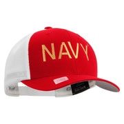 Licensed US Navy Embroidered Flexfit 2 Tone Mesh Cap - Red-White OSFM