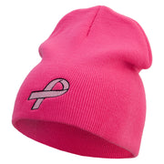 Pink Ribbon Breast Cancer Embroidered Short Beanie