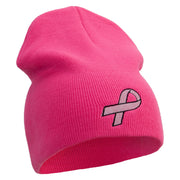 Pink Ribbon Breast Cancer Embroidered Short Beanie