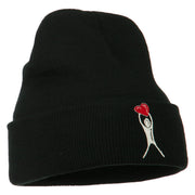 Breast Cancer Body Heart Embroidered Long Beanie