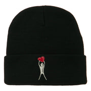 Breast Cancer Body Heart Embroidered Long Beanie