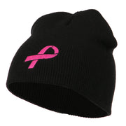 Pink Ribbon Breast Cancer Embroidered Short Beanie