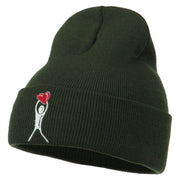 Breast Cancer Body Heart Embroidered Long Beanie