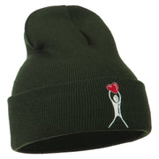 Breast Cancer Body Heart Embroidered Long Beanie