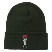 Breast Cancer Body Heart Embroidered Long Beanie