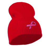 Pink Ribbon Breast Cancer Embroidered Short Beanie