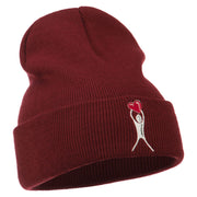 Breast Cancer Body Heart Embroidered Long Beanie