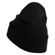 Gold Star of David Iron on Patched 12 Inch Long Knitted Beanie - Black OSFM