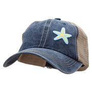 Pastel Starfish Shell Patched Pigment Dyed Mesh Cap