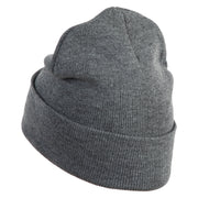 Black Belt Embroidered Iron on Patched 12 Inch Long Knitted Beanie - Dark Grey OSFM