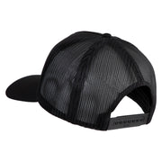 USA Flag Veteran Gold Edge Patched Solid Cotton Twill 5 panel Mesh Back Cap - Black OSFM