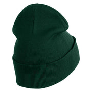 Gold Star of David Iron on Patched 12 Inch Long Knitted Beanie - Dark Green OSFM