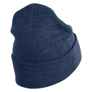 Black Belt Embroidered Iron on Patched 12 Inch Long Knitted Beanie - Navy OSFM