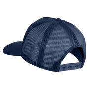 USA Flag Veteran Gold Edge Patched Solid Cotton Twill 5 panel Mesh Back Cap - Navy OSFM