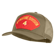 4th Marine Division Patched Solid Cotton Twill Mesh Prostyle Cap - Khaki OSFM