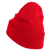 Gold Star of David Iron on Patched 12 Inch Long Knitted Beanie - Red OSFM