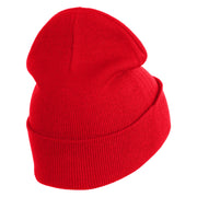 Gold Star of David Iron on Patched 12 Inch Long Knitted Beanie - Red OSFM