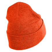 Black Belt Embroidered Iron on Patched 12 Inch Long Knitted Beanie - Orange OSFM