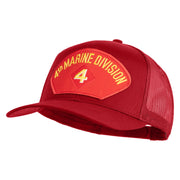 4th Marine Division Patched Solid Cotton Twill Mesh Prostyle Cap - Red OSFM
