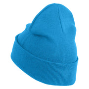 Gold Star of David Iron on Patched 12 Inch Long Knitted Beanie - Aqua OSFM