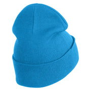Gold Star of David Iron on Patched 12 Inch Long Knitted Beanie - Aqua OSFM