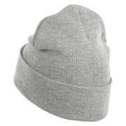 Black Belt Embroidered Iron on Patched 12 Inch Long Knitted Beanie - Heather Grey OSFM