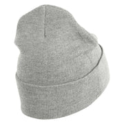 Black Belt Embroidered Iron on Patched 12 Inch Long Knitted Beanie - Heather Grey OSFM