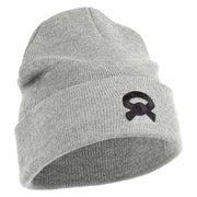 Black Belt Embroidered Iron on Patched 12 Inch Long Knitted Beanie - Heather Grey OSFM