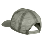 USA Flag Veteran Gold Edge Patched Solid Cotton Twill 5 panel Mesh Back Cap - Grey OSFM