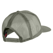 USA Flag Veteran Gold Edge Patched Solid Cotton Twill 5 panel Mesh Back Cap - Grey OSFM