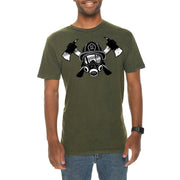 Firefighter Icon Unisex Ring Spun Cotton Vintage Short Sleeve Crewneck Tee Shirt - Vintage-Olive XS