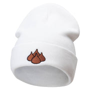 Chocolate Candy Embroidered 12 Inch Long Knitted Beanie - White OSFM