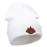 Chocolate Candy Embroidered 12 Inch Long Knitted Beanie - White OSFM