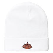 Chocolate Candy Embroidered 12 Inch Long Knitted Beanie - White OSFM