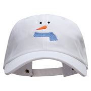 Minimalist Snowman Embroidered Washed Cap