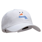 Minimalist Snowman Embroidered Washed Cap