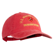 U.S. Marine Corps 3rd Marine Division Embroidered Washed Solid Pigment Dyed Cotton Twill Brass Buckle Cap - Red OSFM