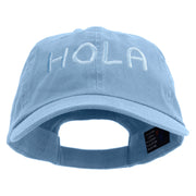 Artistic Style Hola Embroidered Low Profile Dyed Cotton Twill Cap - Sky-Blue OSFM